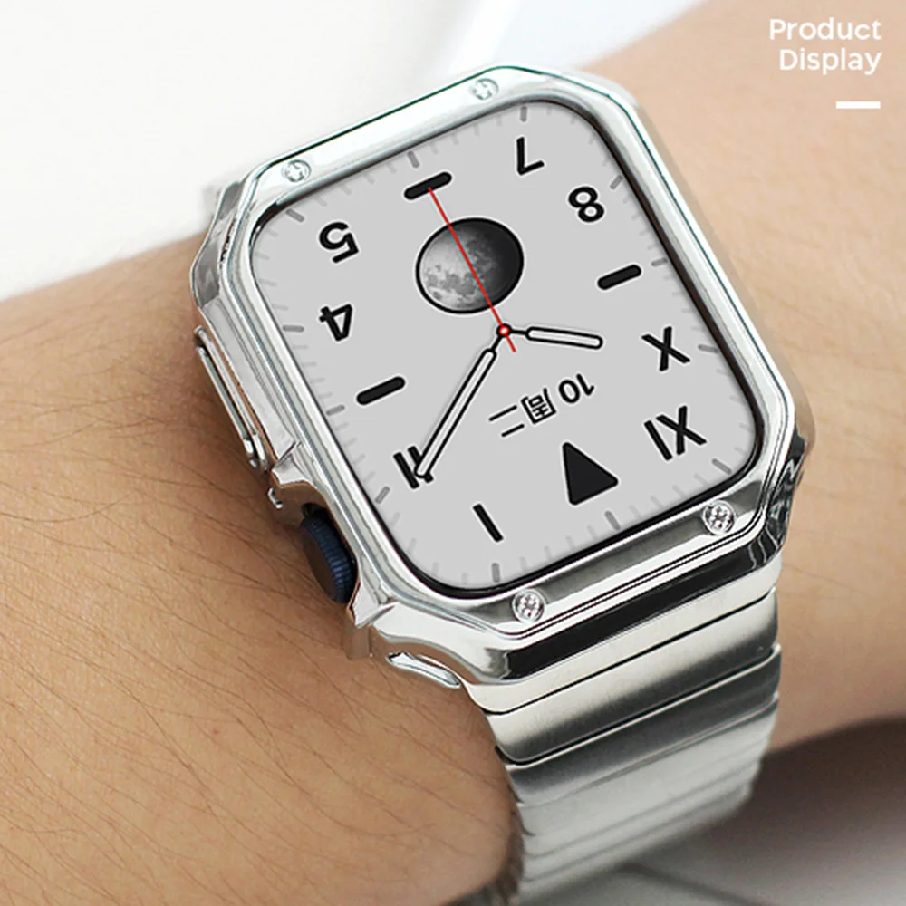 For Apple Watch Series 6 5 4 3 2 Band Strap 40mm 44mm 42mm Black Stainless Steel Bracelet Strap Adapter for iWatch Band 4 3 38mm