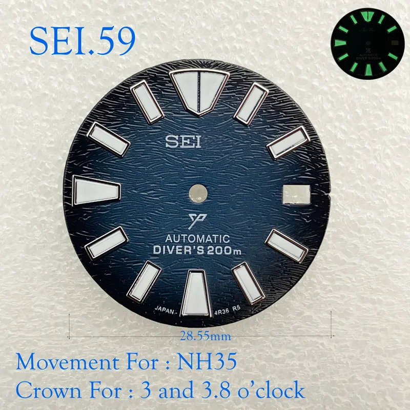 

NH35 New Modified Watch Literal C3 Luminous Dial Watch Dial SKX007 Small Millimeter 28.5mm Abalone NH35 Universal SEI.59