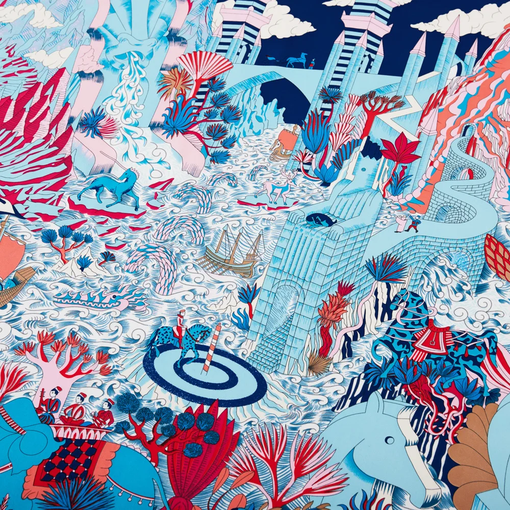 Шелковый шарф 90 см женский головной платок ручной работы кудрявый хиджаб Женская