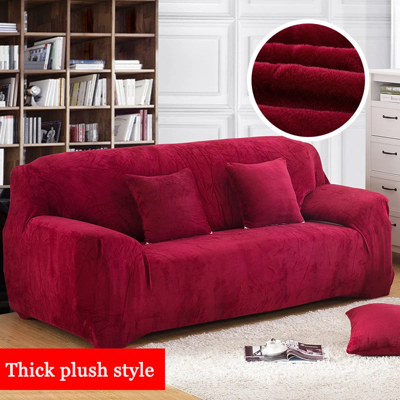 

Sofa Cover Thick Plush Solid Color Plush Printing Sofa Cover Stretch L-shaped Sofa All Sofa Cover Cushion Universal Sofa Towel