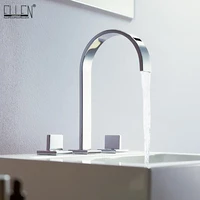 deck mounted double handle bathroom sink mixer crane hot and cold water taps 3 pieces square bathroom faucets 3 hole el5109