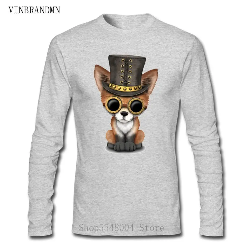 Summer Steampunk Baby Red Fox Cub Funny T Shirts 2020 Men Women Kawaii Long Sleeve Animal T-Shirts 3D Cotton Shiva The God Tops