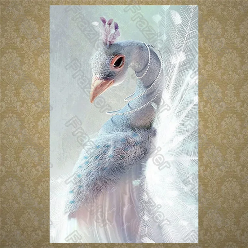 Алмазная живопись сделай сам белый павлин искусственное украшение из круглых