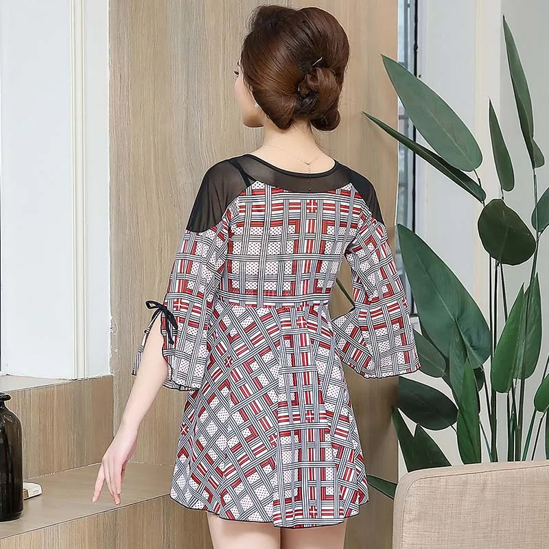 Женское пляжное платье слитный купальник с глубоким V-образным вырезом сеткой