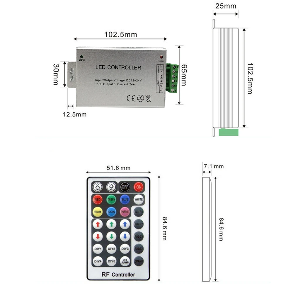 DC12V-24V 12A 24A 28key RF Wireles пульт дистанционного управления Led RGB контроллер Диммер для 3528