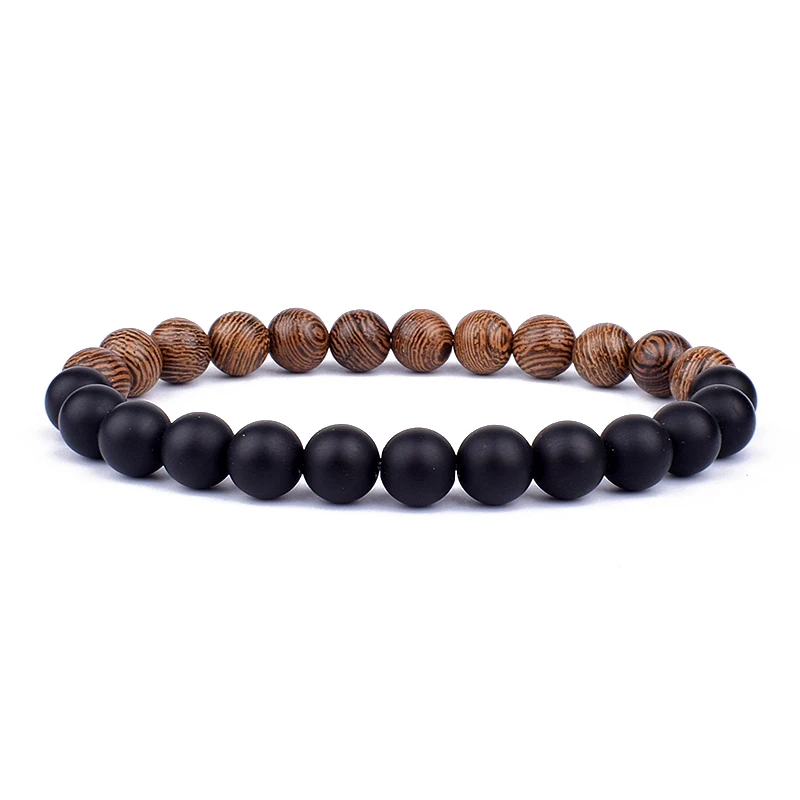 

8mm New Natural Wood Beads Bracelets Men Black Ethinc Meditation White Bracelet Women Prayer Jewelry Yoga Bracelet Homme