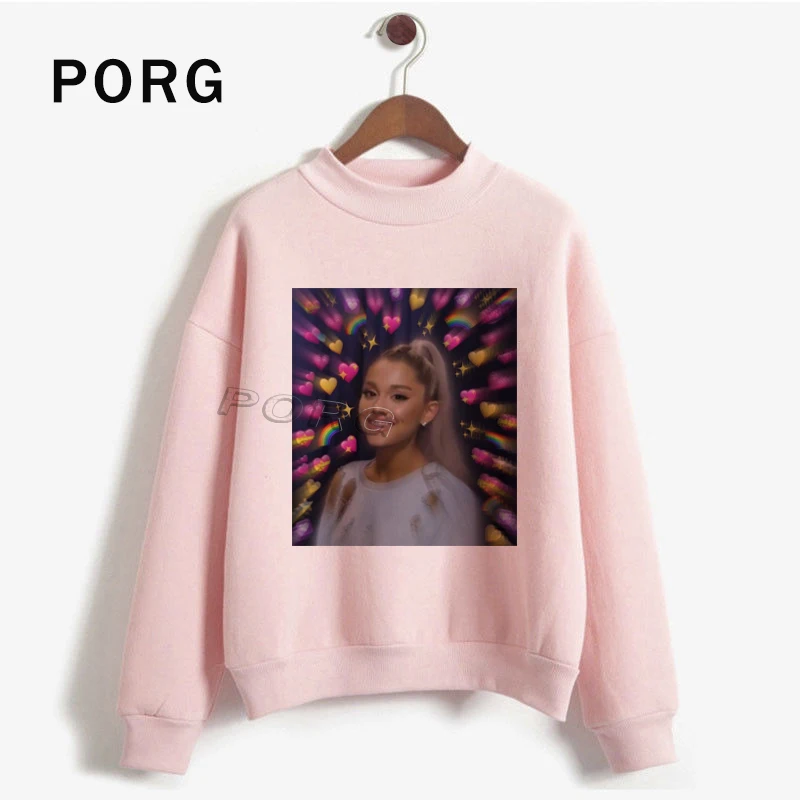 Ariana Grande/Розовая Толстовка для женщин в готическом стиле, уличная Harajuku Sudadera Mujer, новая женская одежда, толстовки с длинными рукавами и круглым вырезом - Цвет: PK-12