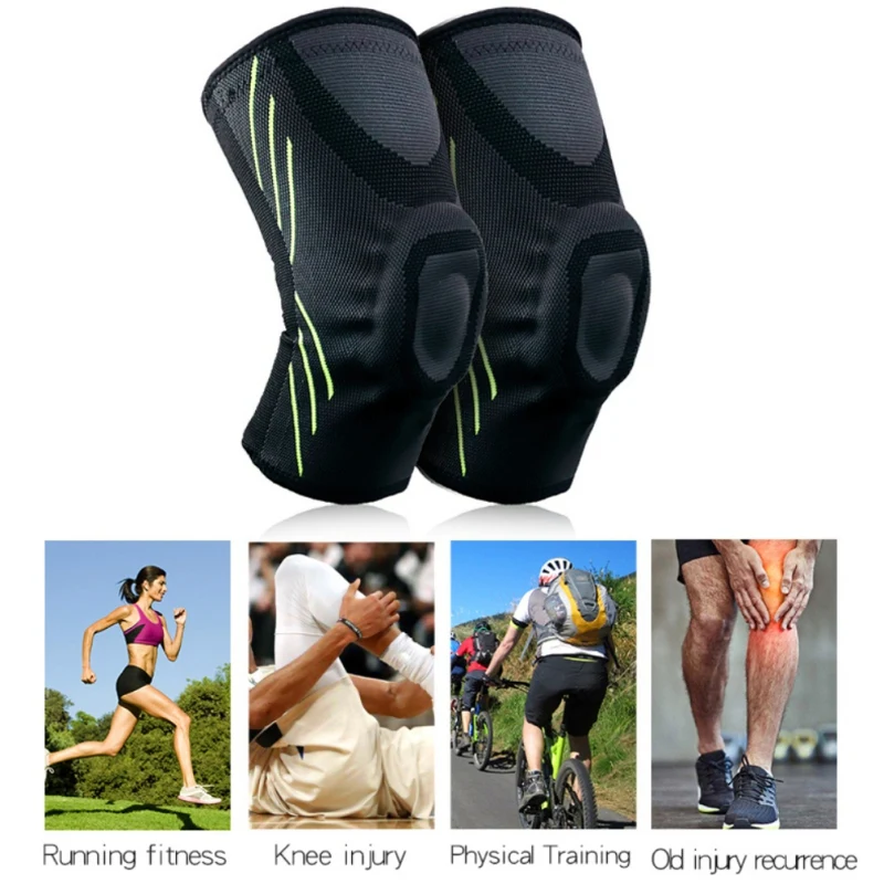 

Knee Pads Unisex Knee Protector Silicone Compression Breathable Kitting Anti-slip Kneepads Running Basketball Football FitnessZi
