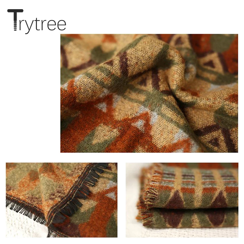 Осенне-зимний Повседневный женский шарф Trytree 2021 праздничная Вязаная Шаль из