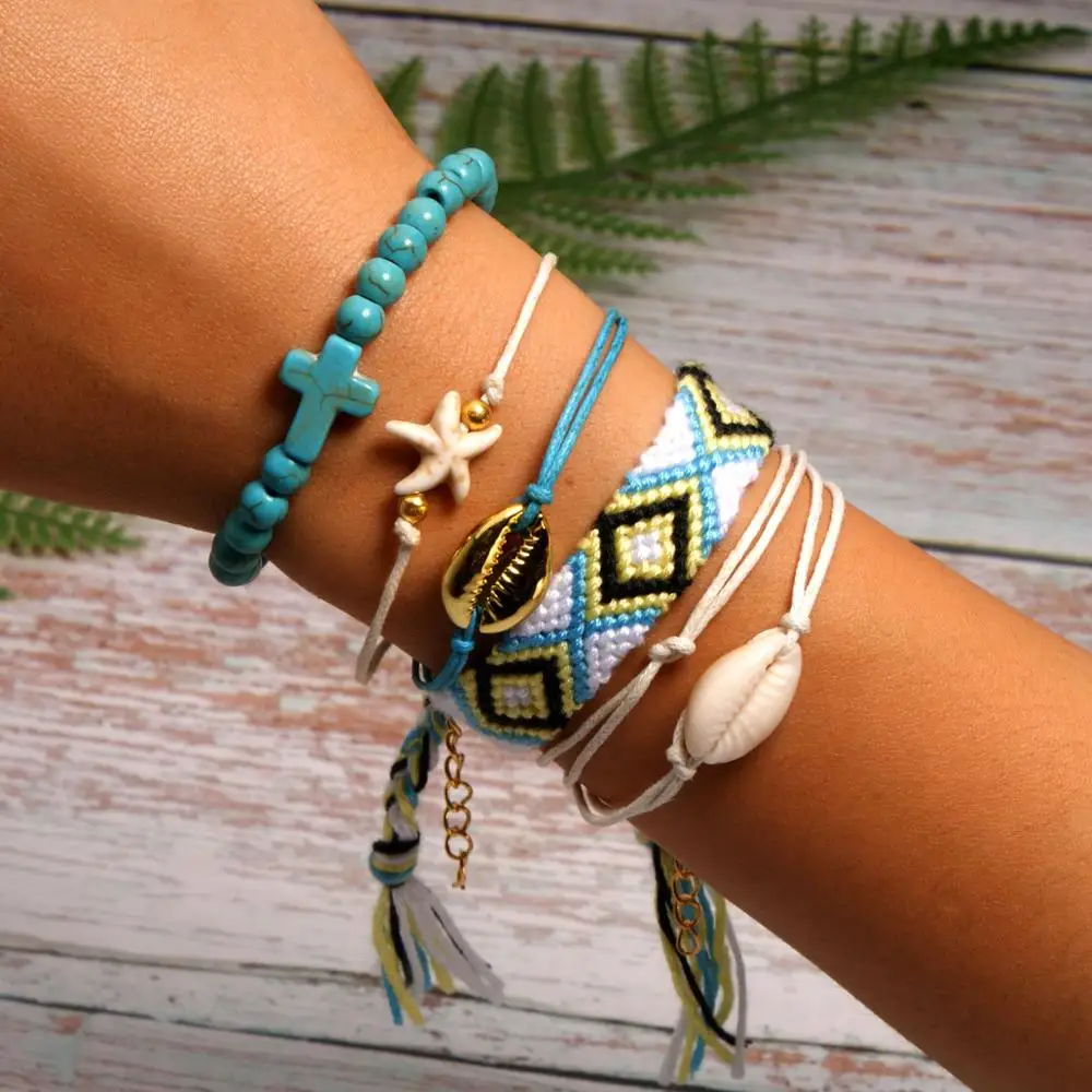 BRAVEKISS 22 Цвета Vsco оболочки браслеты "Joyas" Комплект для друзья ручной river dale Boho Femme Богемные аксессуары BPB0517 - Окраска металла: 7