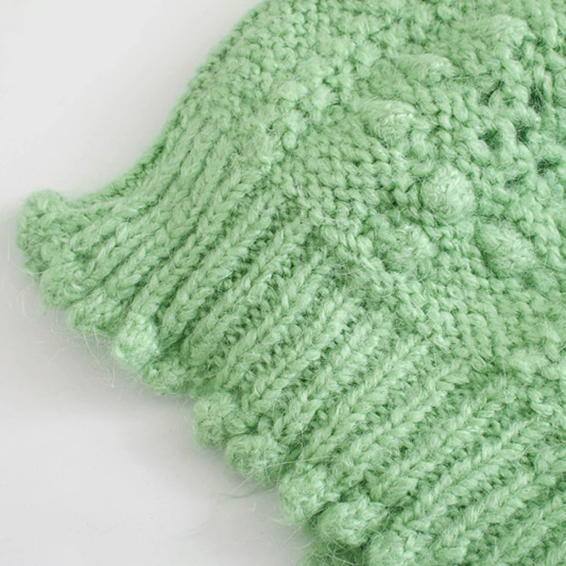 

Light green V Neck Cardigan Sweaters Women Fashion Hollow Out tops Women Elegant Lantern Sleeve Sweaters Female Ladies Outwear