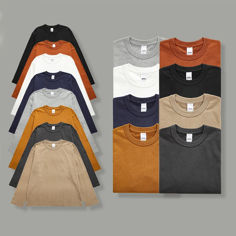 

T8015 Heavyweight Long-Staple Cotton t-Shirts For Men Fall Solid Color 300g High Quality Brand Comfortable Basic All-Match Tops