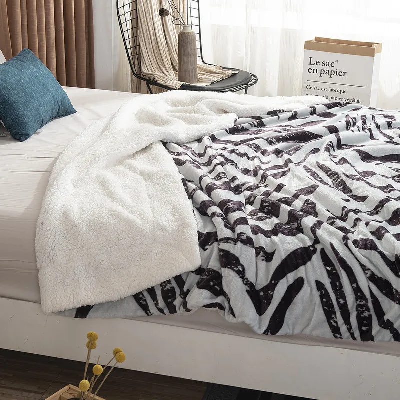 Супер мягкое зимнее теплое шерпа одеяло s животное Зебра Леопард Полосатый