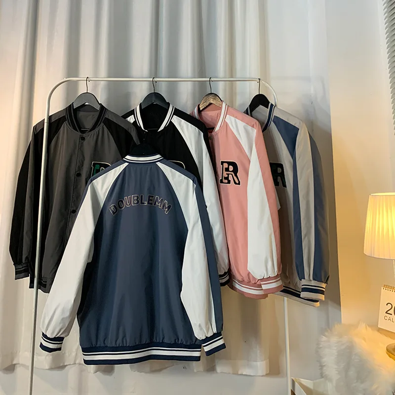

Casual Jacket Men Patchwork Baseball Jacket Men Letter Patch Color Mens Harajuku Spring Streetwear Bomber Jacket Unisex Coats