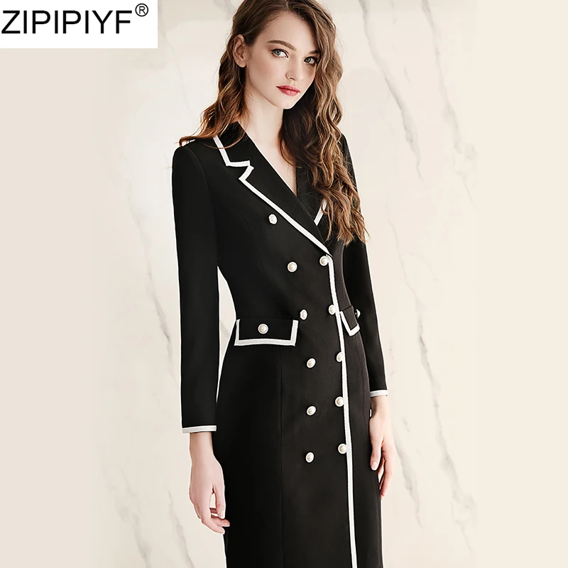 Женские платья модное приталенное Повседневное платье по колено черное