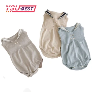 Летние детские комбинезоны для новорожденных, детская одежда, тонкий трикотажный комбинезон без рукавов с треугольным вырезом, осенняя одежда для скалолазания