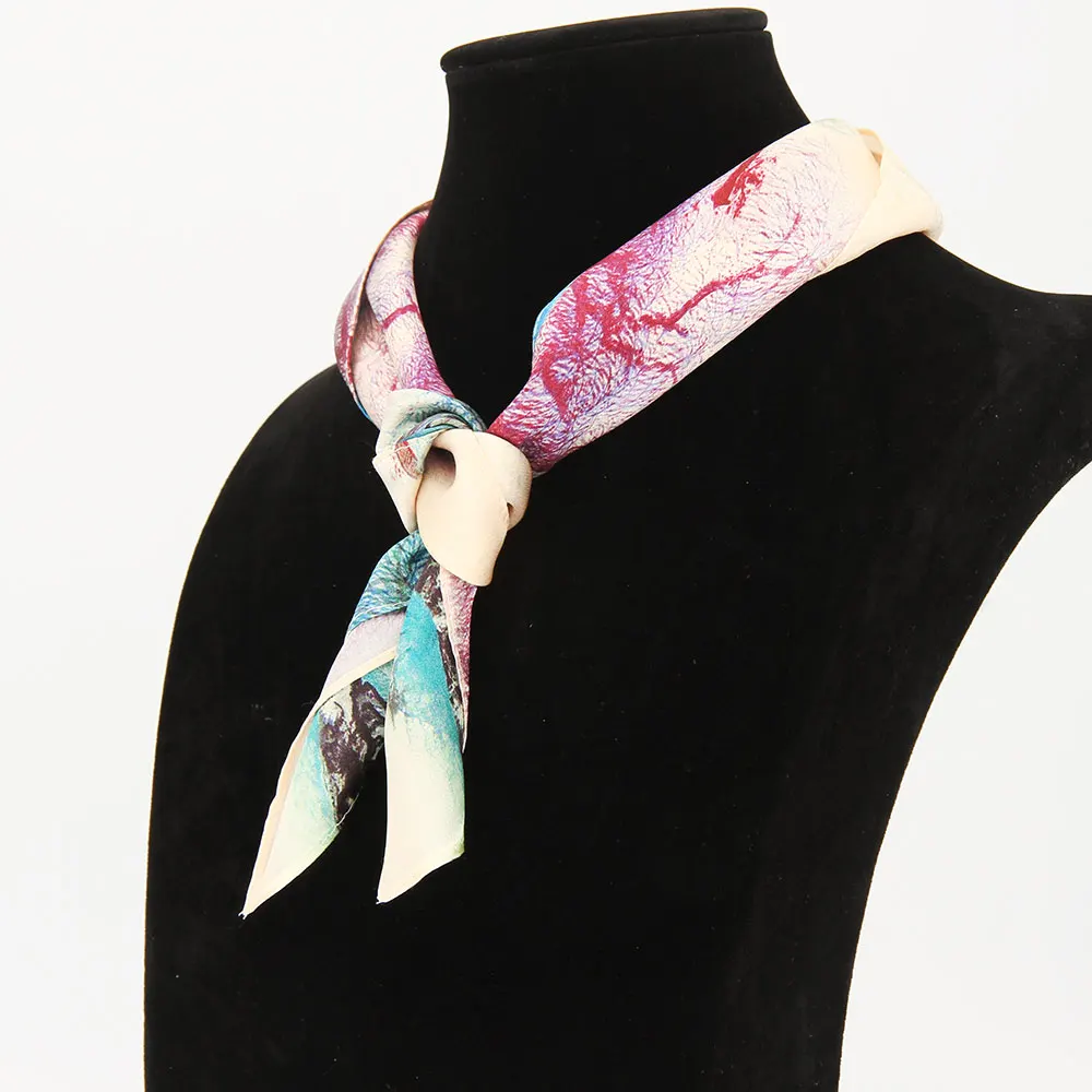 100% шелковый шарф для женщин маленький квадратный платок из чистого шелка с