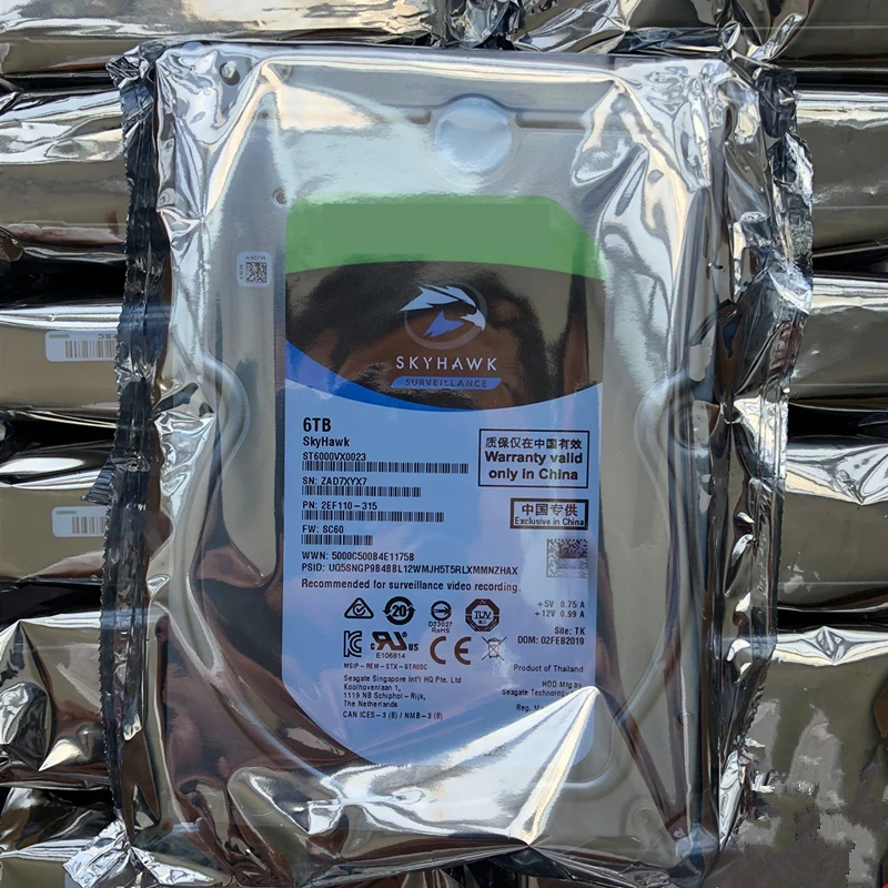 Новый оригинальный жесткий диск для Seagate Skyhawk 6 ТБ 3 5 дюйма SATA ГБ/сек. 256 Мб 7200 об/мин
