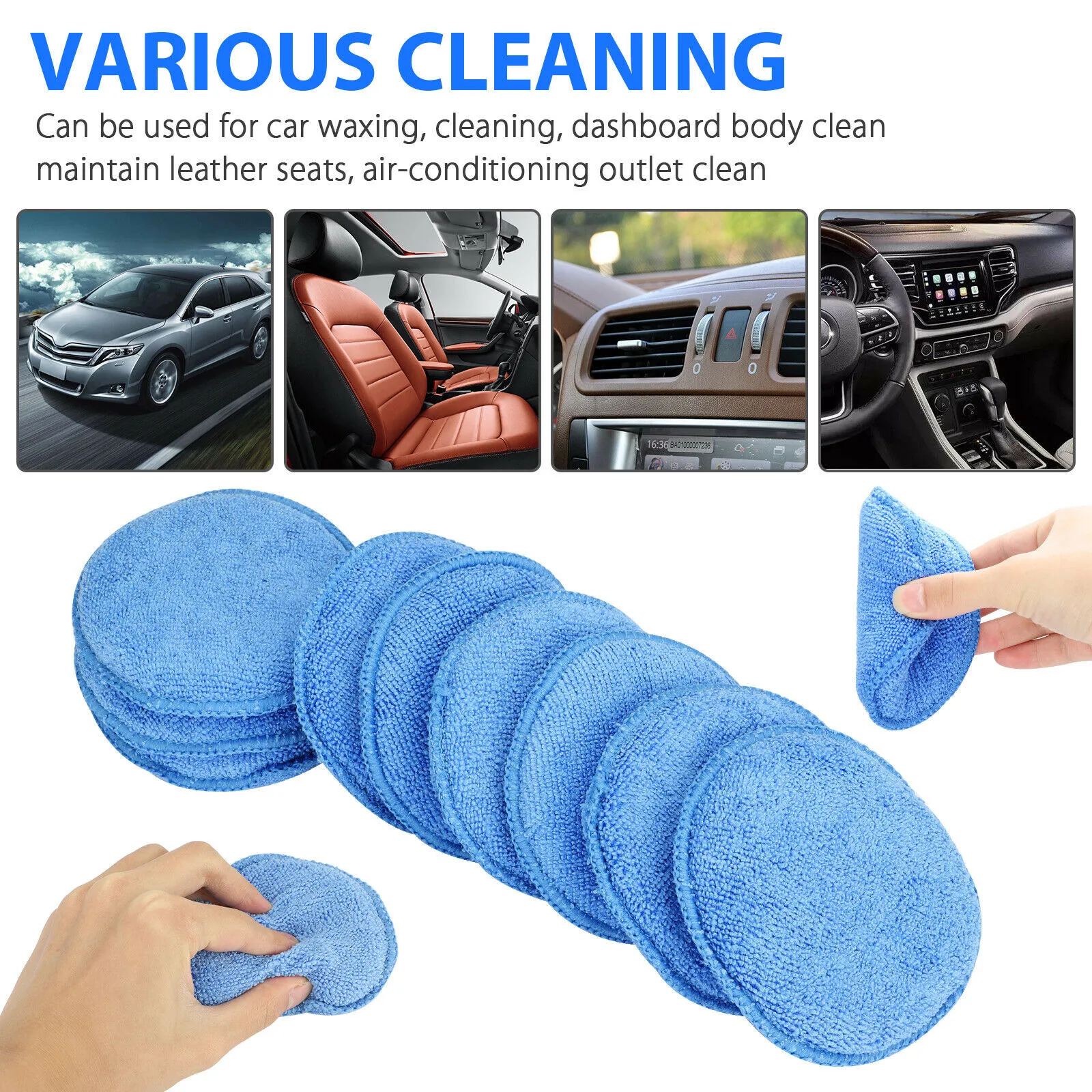 

Parts Foam Sponge Tool Pads 20 Pcs Applicator Blue Car Buffing Polish Cleaner Microfiber