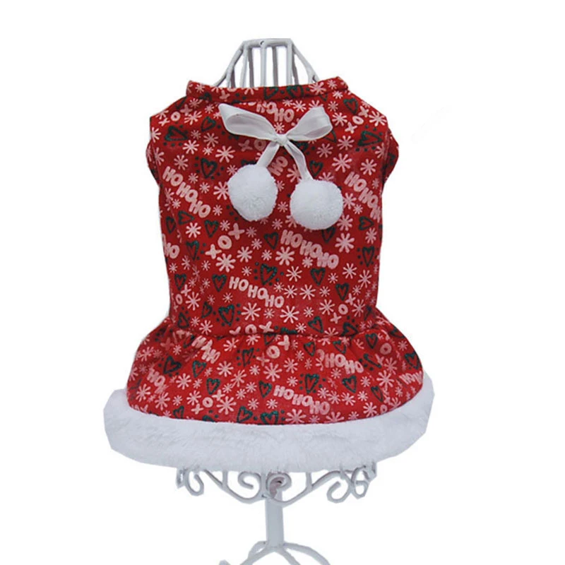 Рождественский костюм для собак и девочек платье теплая флисовая юбка щенков