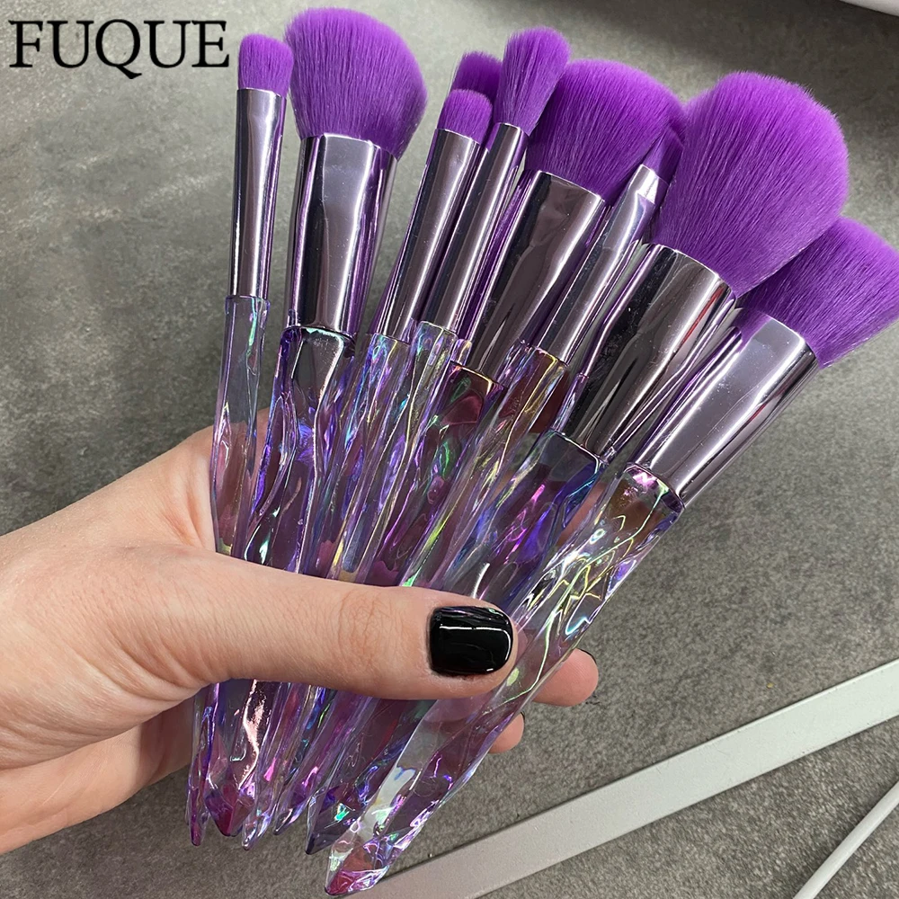 

FUQUE New 5/6/10 Pcs Crystal Handle Makeup Brushes Powder Blush Foundation Soft Synthetic Hair Women Make Up Tool Kits Maquiagem