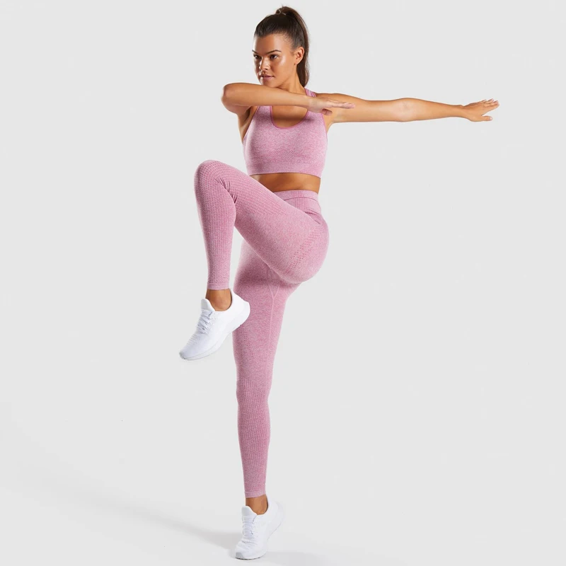 Комплект для йоги ультра тянущийся бесшовный бюстгальтер и леггинсы спортзала