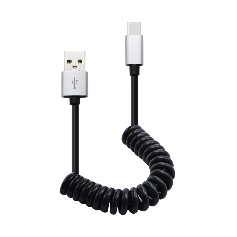 QC 3.0 Retractable Spring Type C 3A USB Cable for Huawei P20 Mate 20 Pro Xiaomi Samsung Galaxy S9 S8 One Plus Quick Charge | Электроника