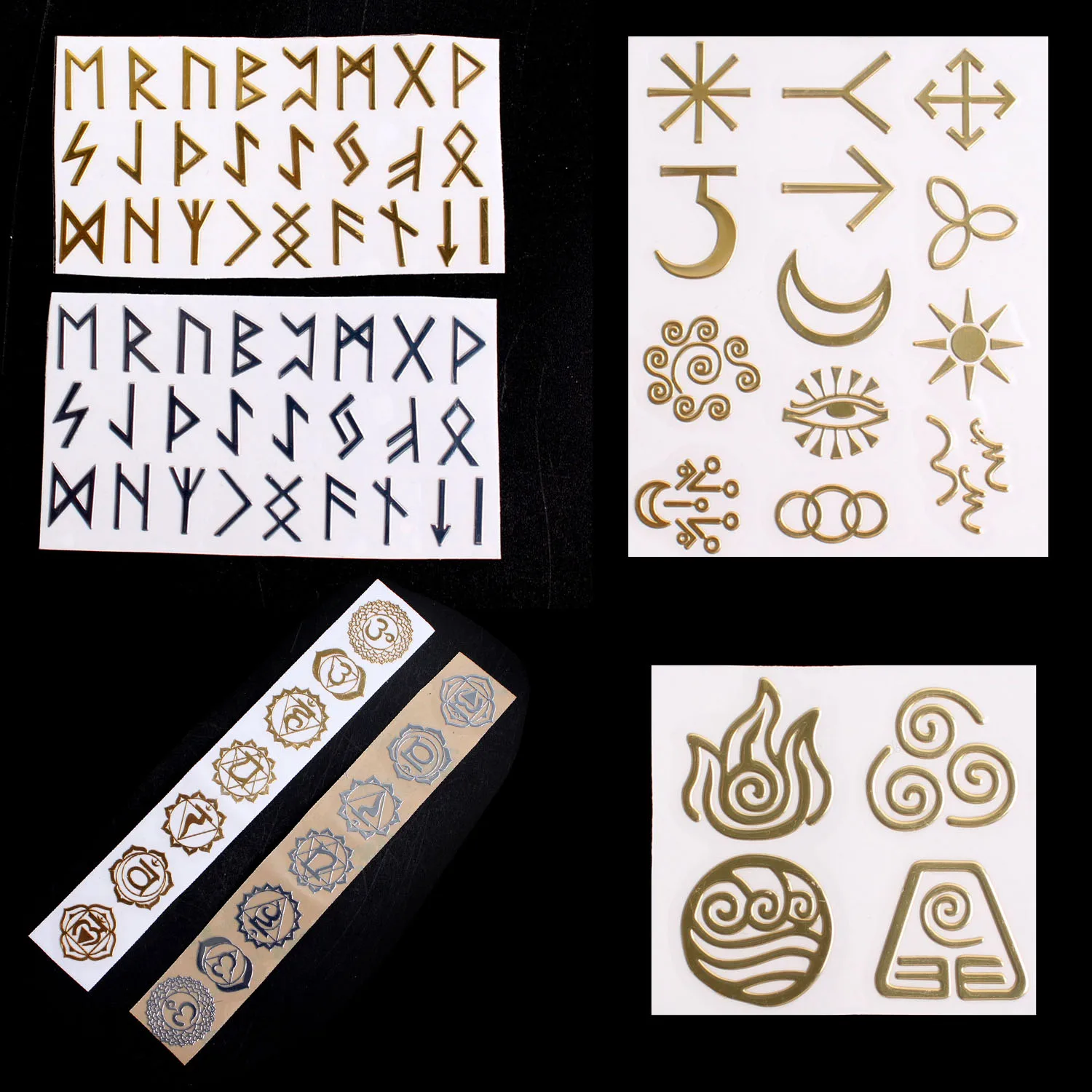 Chakra Energy Metal Rune Stickers Set Copper Paste Runes Amulet Geometry Symbols Sticker Decor Reiki Healing | Дом и сад