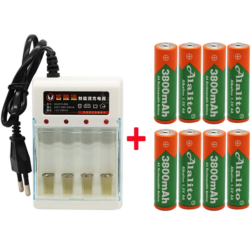 Бренд AA перезаряжаемая батарея 3800mah 1,5 V Новая Щелочная перезаряжаемая батарея для led светильник игрушка mp3 с зарядным устройством
