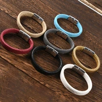 mens leather bracelet stainless steel multilayer braided rope bracelet fashionable mens and womens bracelets jewelry