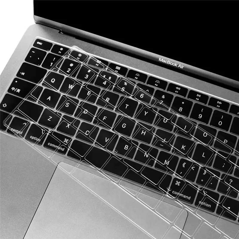 Для Macbook Pro 13 15 клавиатура с сенсорной панелью, наклейка, Европейский русский, испанский, французский, английский, градиентный цвет - Цвет: EU TPU Clear