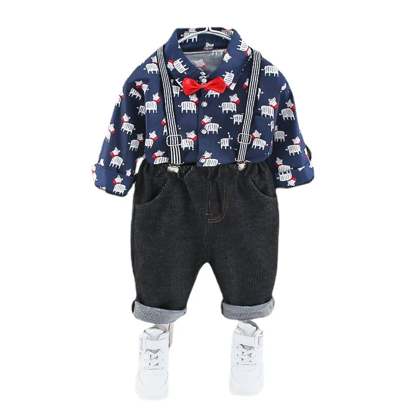 

Fashion Spring Autumn Baby Boys Clothes Children Casual Shirt Strap Shorts 2Pcs/Sets Toddler Gentleman Costume Kid Tracksuits