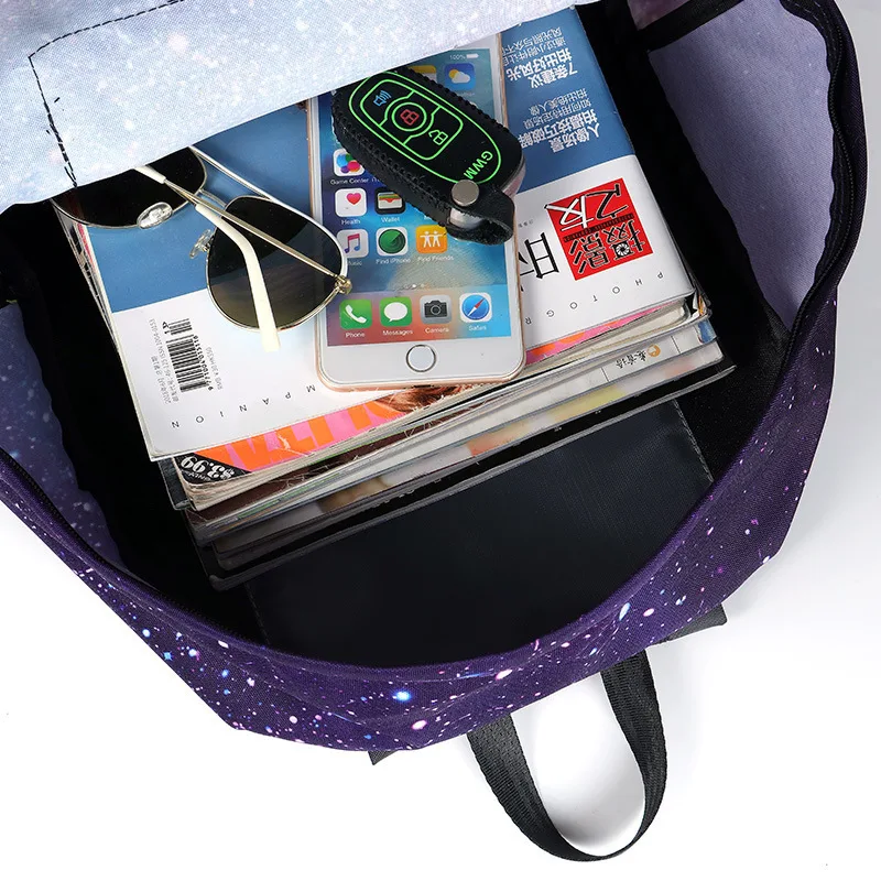 Ночной рюкзак небо для женщин милый фиолетовый со звездами школьный подростков