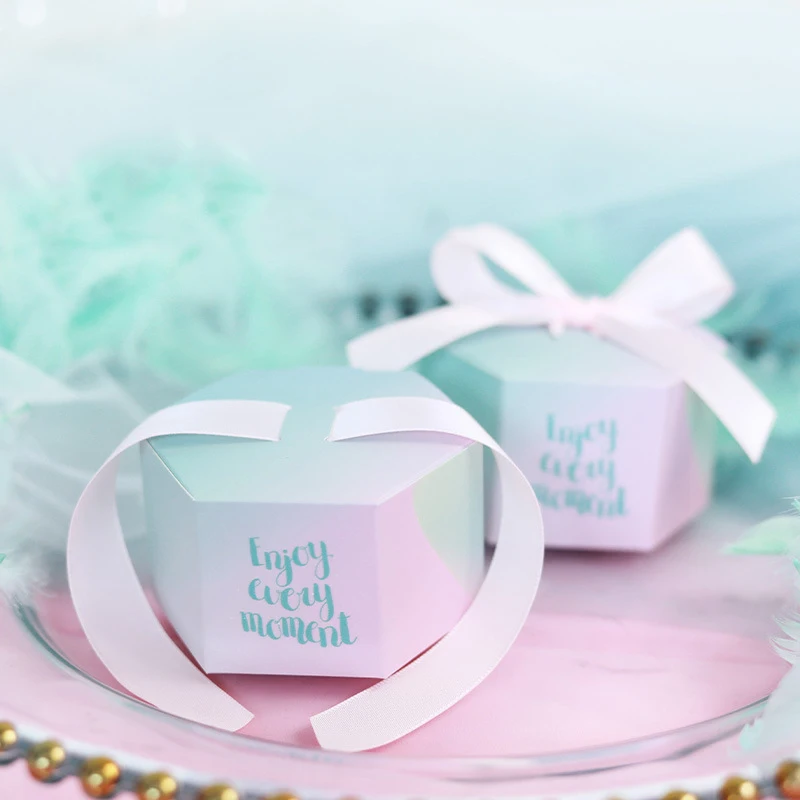 Pink ribbon Новые творческие Наслаждайтесь каждый момент подарки коробка со свадебными сувенирами и Tiffany Конфетница для вечеринки наборы; детский душ бумага сладкий Chocol - Цвет: Pink ribbon