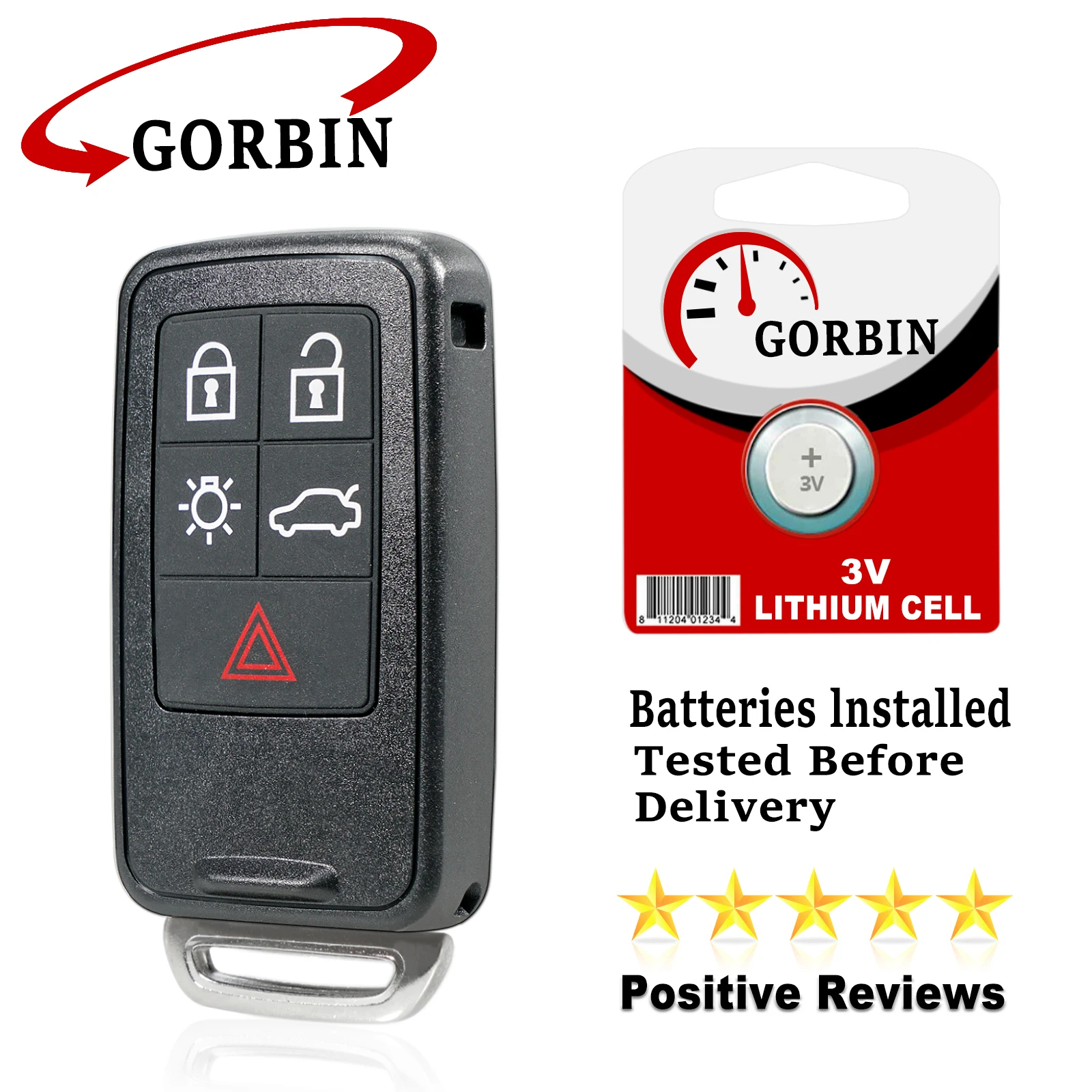 GORBIN Smart Car Remote Key for Volvo XC60 S60 S60L V40 V60 S80 XC70 KYDZ 5 Buttons 433Mhz FSK ID46/7953 Chip KR55WK49264