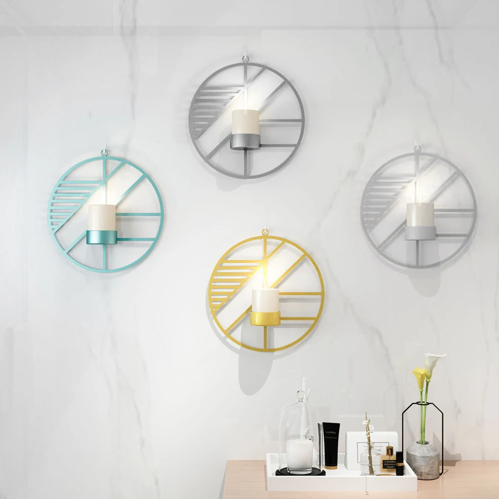 Металлический Подсвечник 3D Настенный Круглый геометрической формы подсвечники