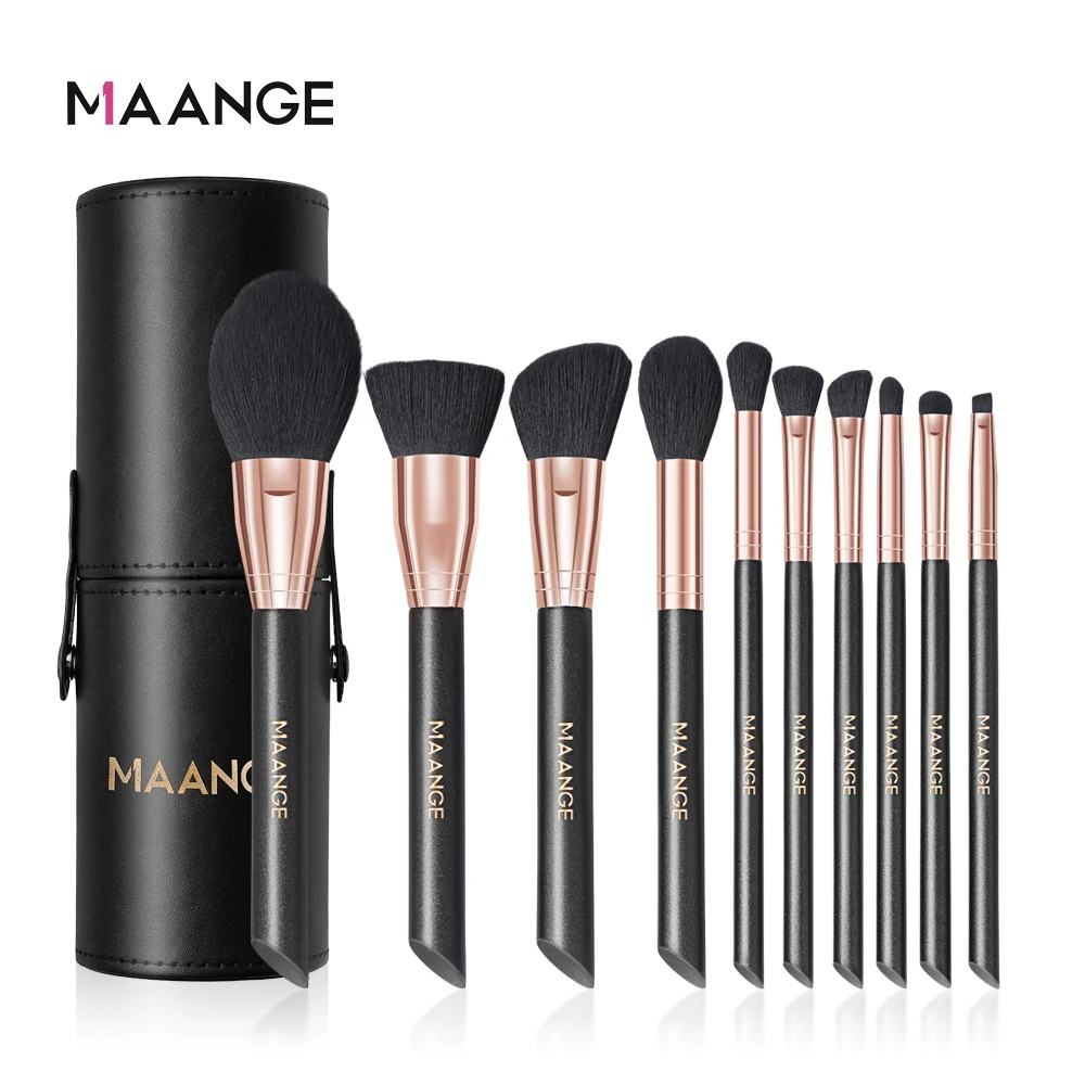 

MAANGE New 10PCS Makeup Brushes Set Foundation Powder Blushes Eyeshadow Natural Hair Cosmetic Make up brush Tool Maquillaje