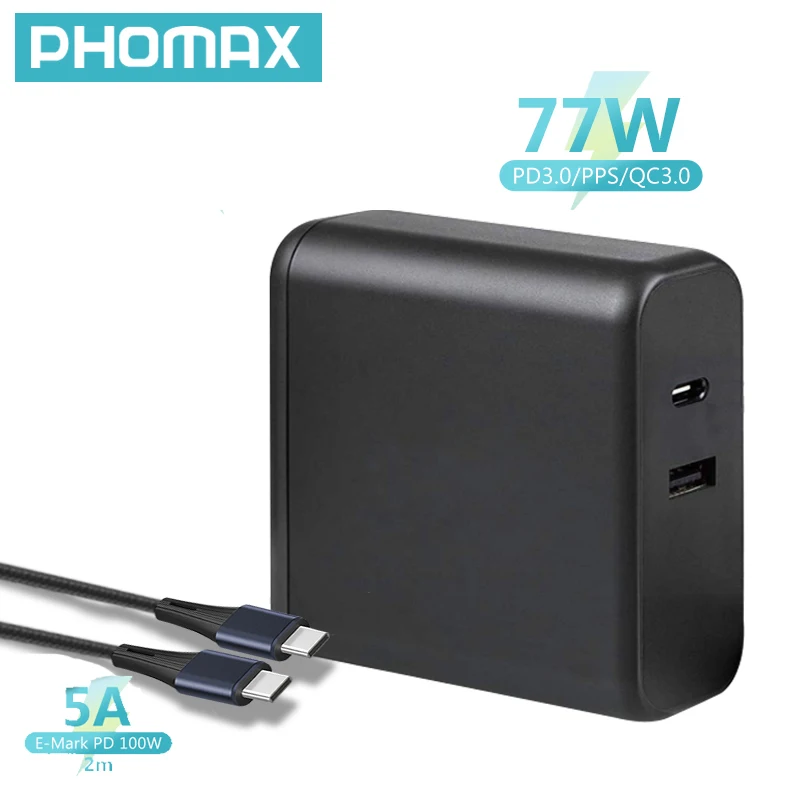 

Адаптер питания PHOMAX с 2 USB-портами, 77 Вт, с кабелем 2 м