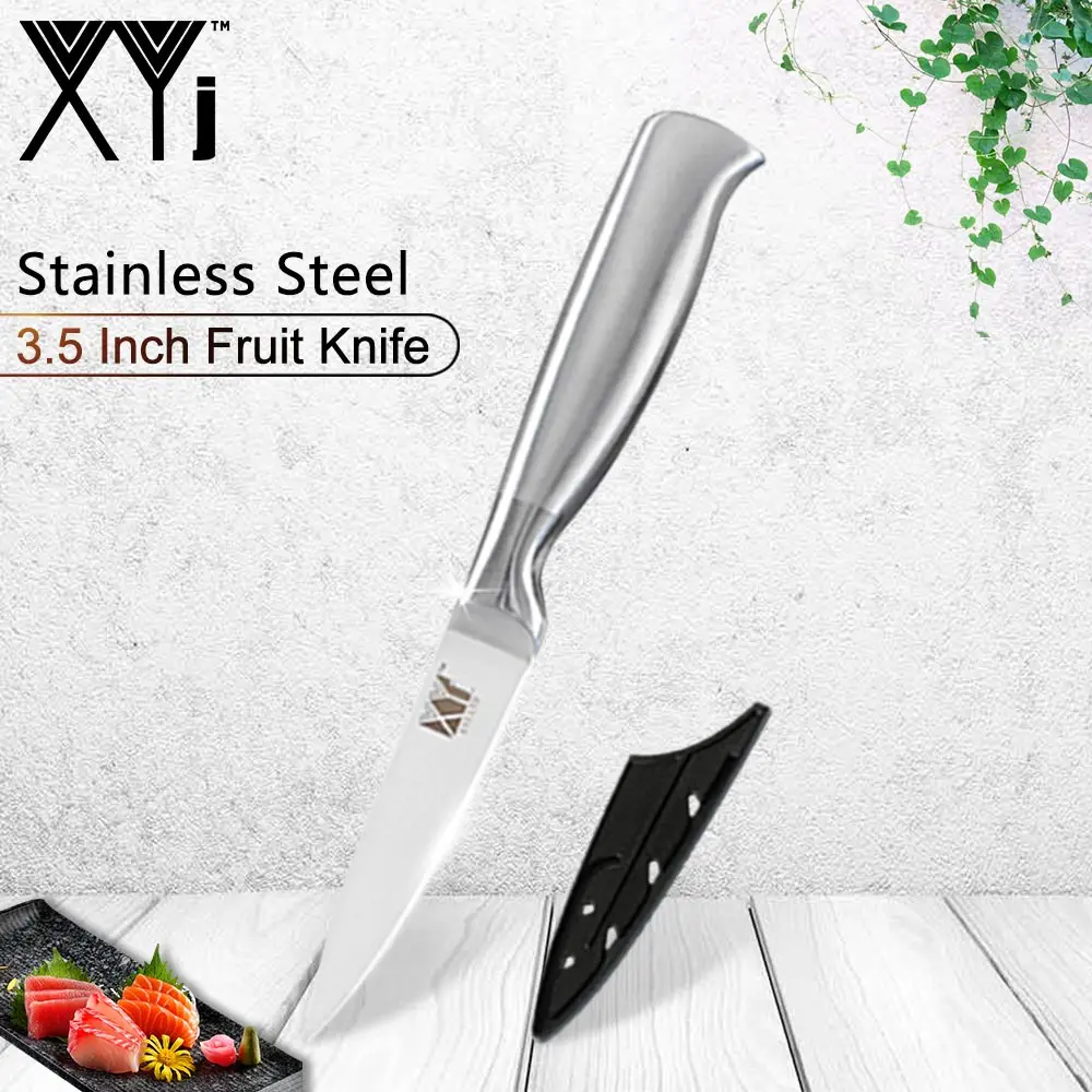 3.5inch Paring Knife XYJ кухонные ножи инструменты Острый кухонный нож из нержавеющей стали для очистки овощей утилита Santoku для нарезки повара точилка для ножей и Держатель ножей - Цвет: 3.5inch Paring Knife