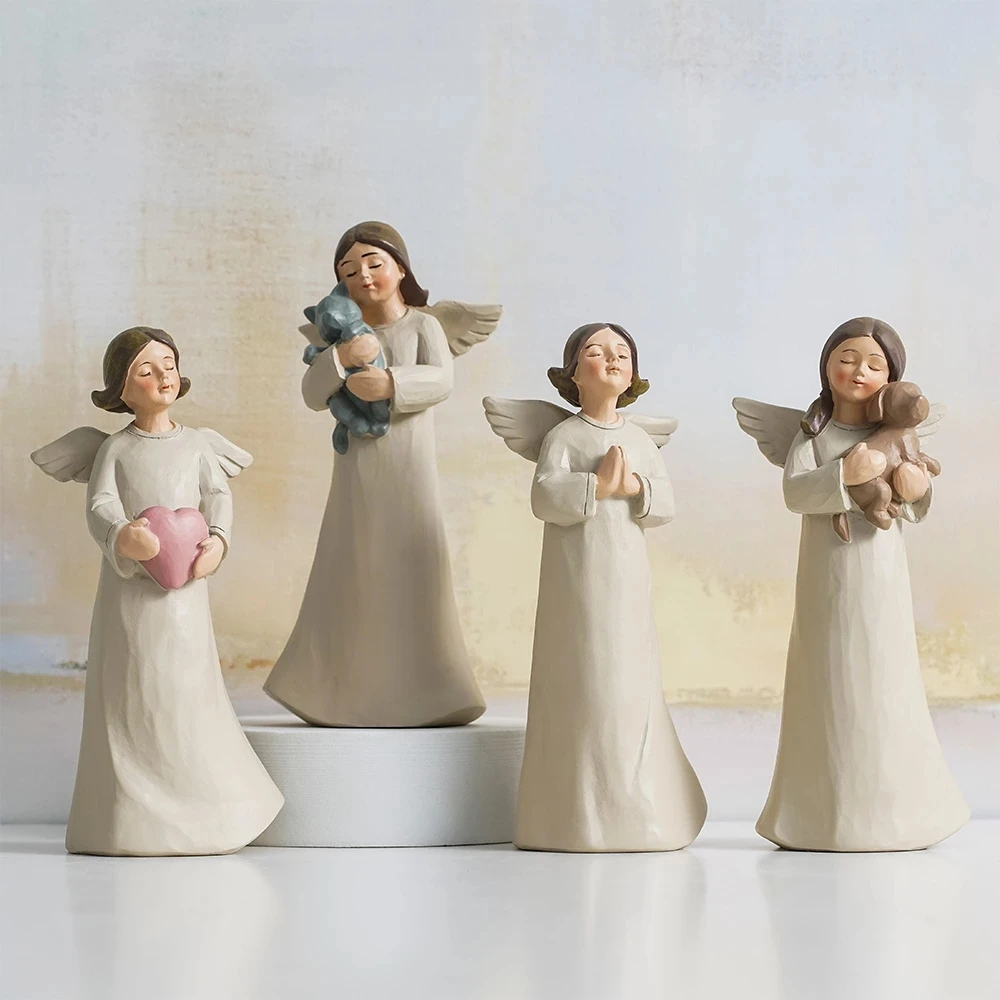 

Nordic Angel Figurine Resin Character Artist Model Statue Vintage Home Decor Accessory Fairy Garden Wedding Christmas Decor Gift
