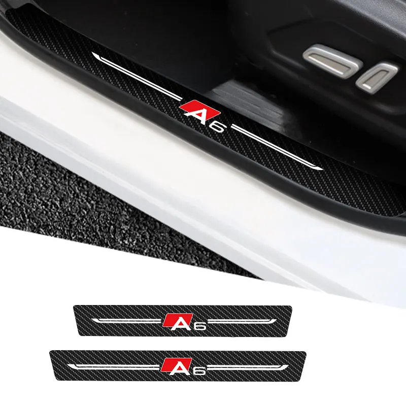 

4Pcs Car Stickers Anti Scratch Door Sill Protector ​For Audi A6 2006 2009-2021 Car Threshold Protection Carbon Fiber Car Stylin