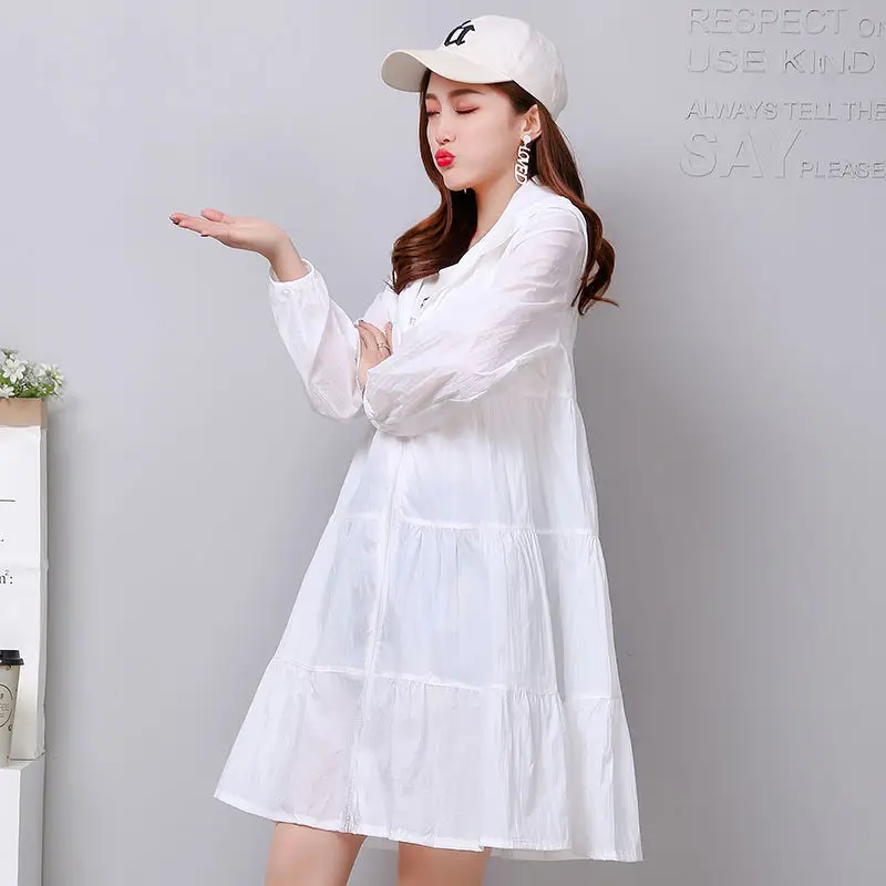 Женская летняя модная изящная Солнцезащитная одежда средней длины куртка 2022