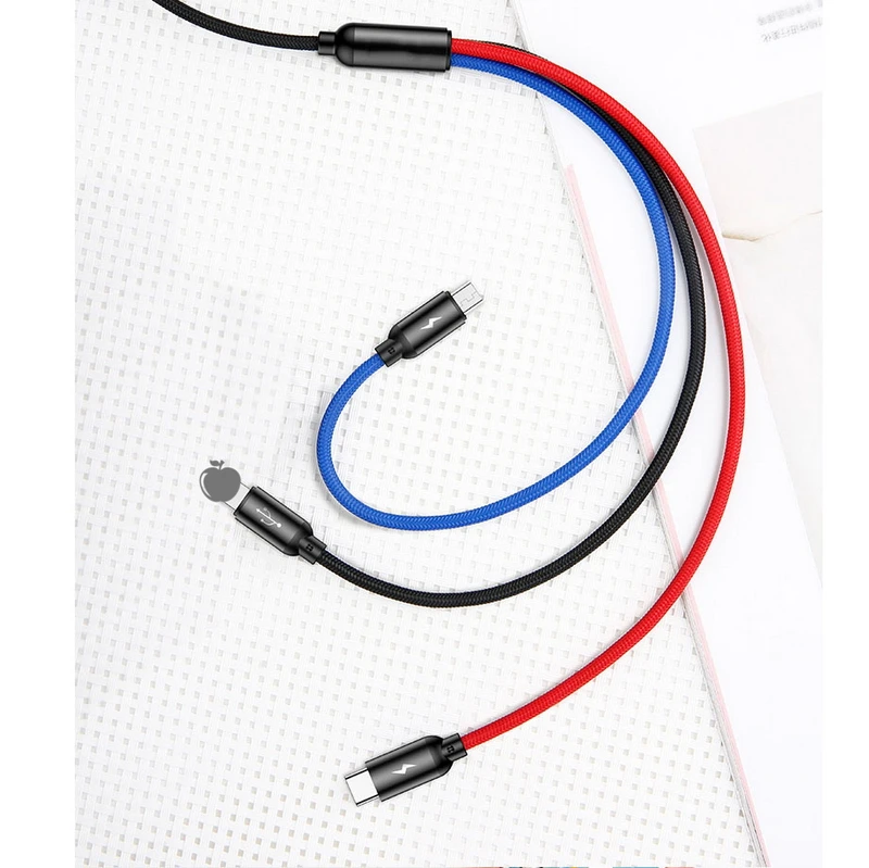 3 в 1 type C/8 Pin/Кабель зарядного устройства микро-usb для iPhone X Xr универсальный кабель быстрой зарядки для samsung S9 S8 Xiaomi зарядное устройство Шнур