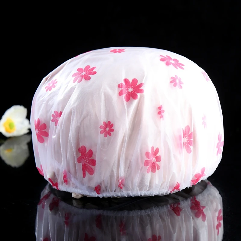

10Pcs Waterproof Shower Cap Point Bath Hair Cover Elastic Bath Hat Bathing Cap for Women Bathroom Reusable Shower Hat