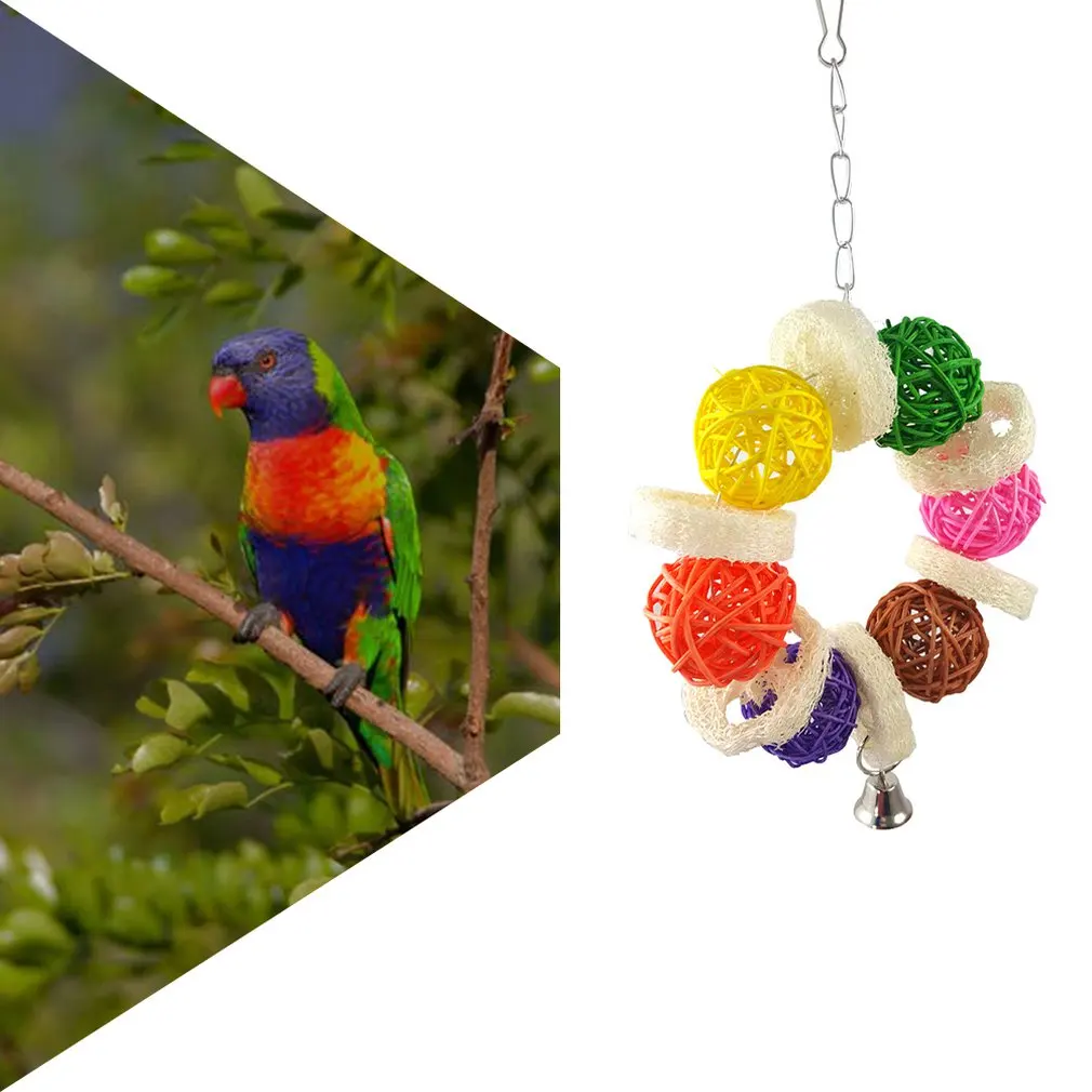 

Wooden Parrot Swing Rattan Ball String Bird Toy Portable Bird Pet Supplies Creative Creative Parrot Biting Toy