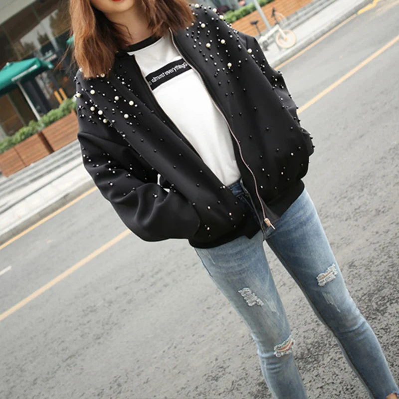 RUGOD осенне зимнее пальто с жемчугом украшенное бисером Женская Повседневная