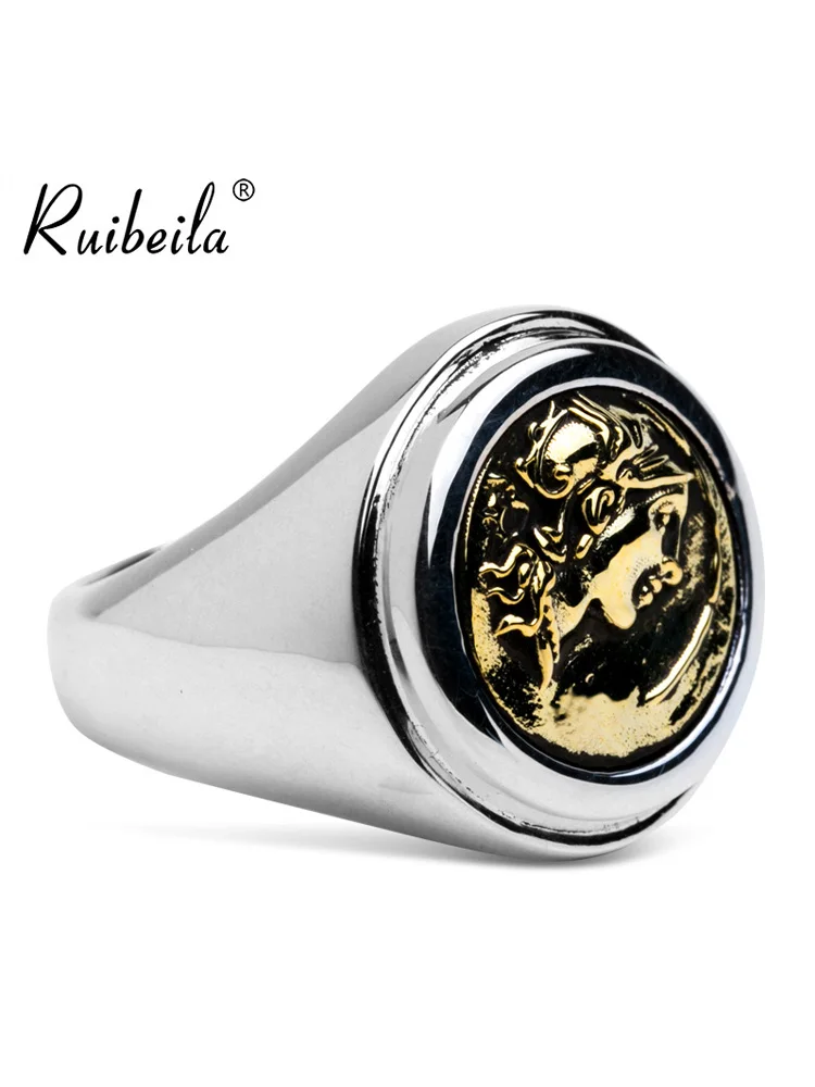 

Ruibeila Rome Victory Goddess coin re-grav bague 925 argent rtro pice hommes et femmes bijoux bague 2020 nouveau