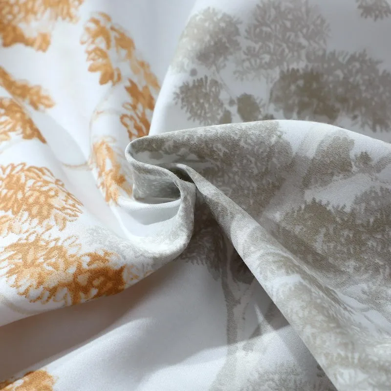 

4Pcs Egyptian Cotton Duvet Cover Set Tree Branches Floral Bedding Set with Zipper Ties 1 Duvet cover 1 Bed sheet 2 Pillowcases