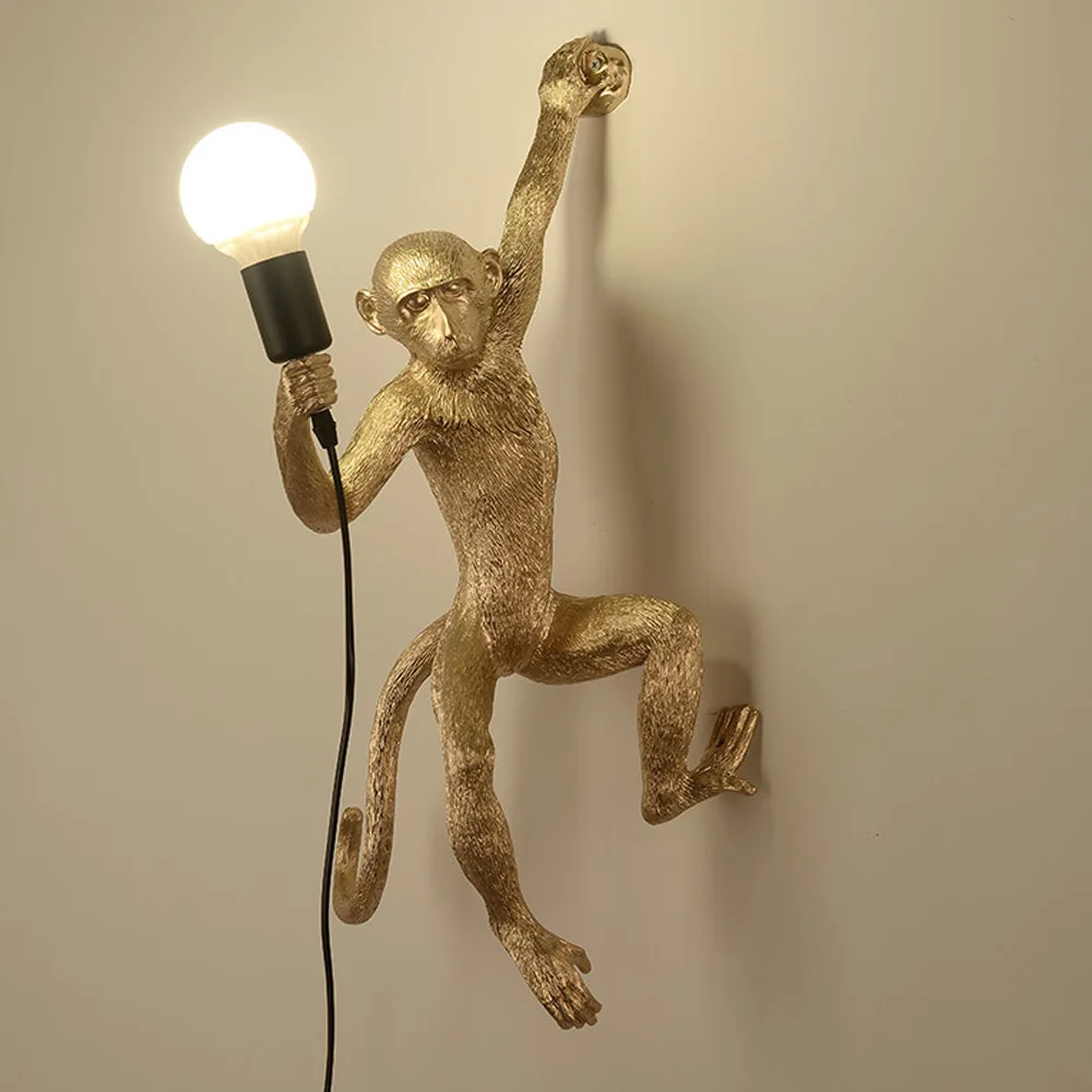 Скандинавская Смола Золотая и черная обезьяна Лофт пеньковая веревка скульптура