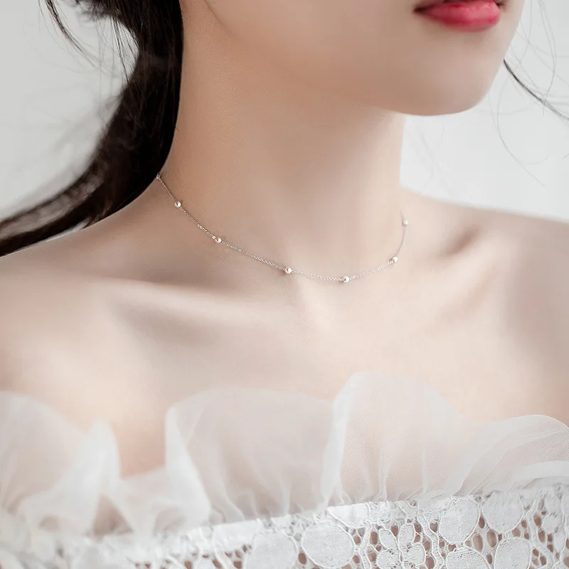 

Благородные женские чистый 100% 925 стерлингового серебра ожерелья с подвесками цепи ювелирных аксессуаров Мода подарок для девочки Вечерние